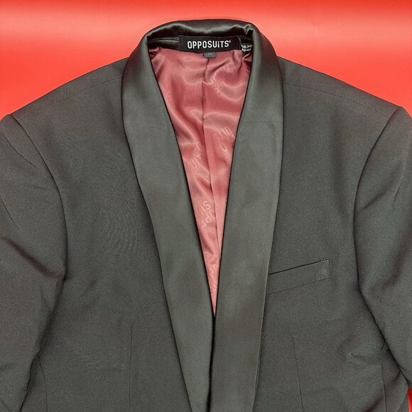 OppoSuits Slim-Fit Tuxedo Set Men's Size 36R Black Suit Jacket & Pants Set NIB - Picture 6 of 16